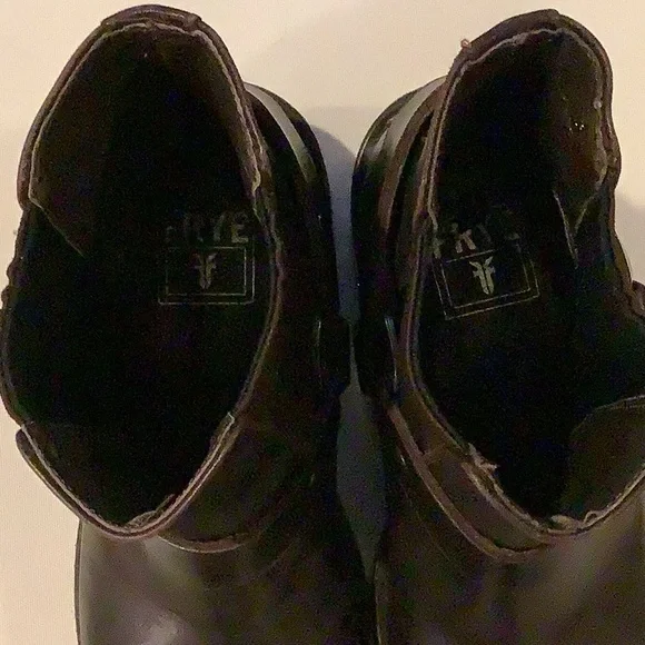 Frye Brown Square Toe Buckle Harness Moto Boots Vintage Look Size 9.5 - Picture 6 of 7